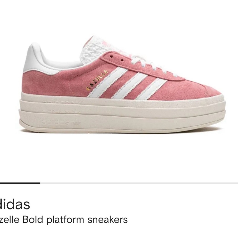 Adidas Gazelle Platform Bold Sneakers- Pink and White W's 11